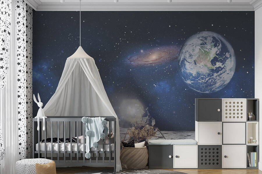 Fototapeta Měsíc s planetou a hvězdami a planetou v pozadí - Image 2