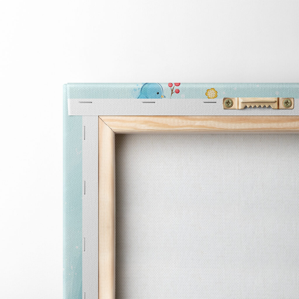 A cartoon deer with flowers and birds