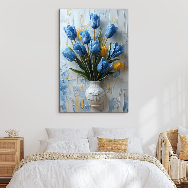 Váza s modrými tulipány Váza s modrými tulipány