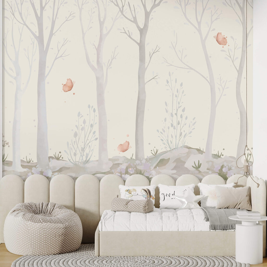 Skupina stromů s motýly