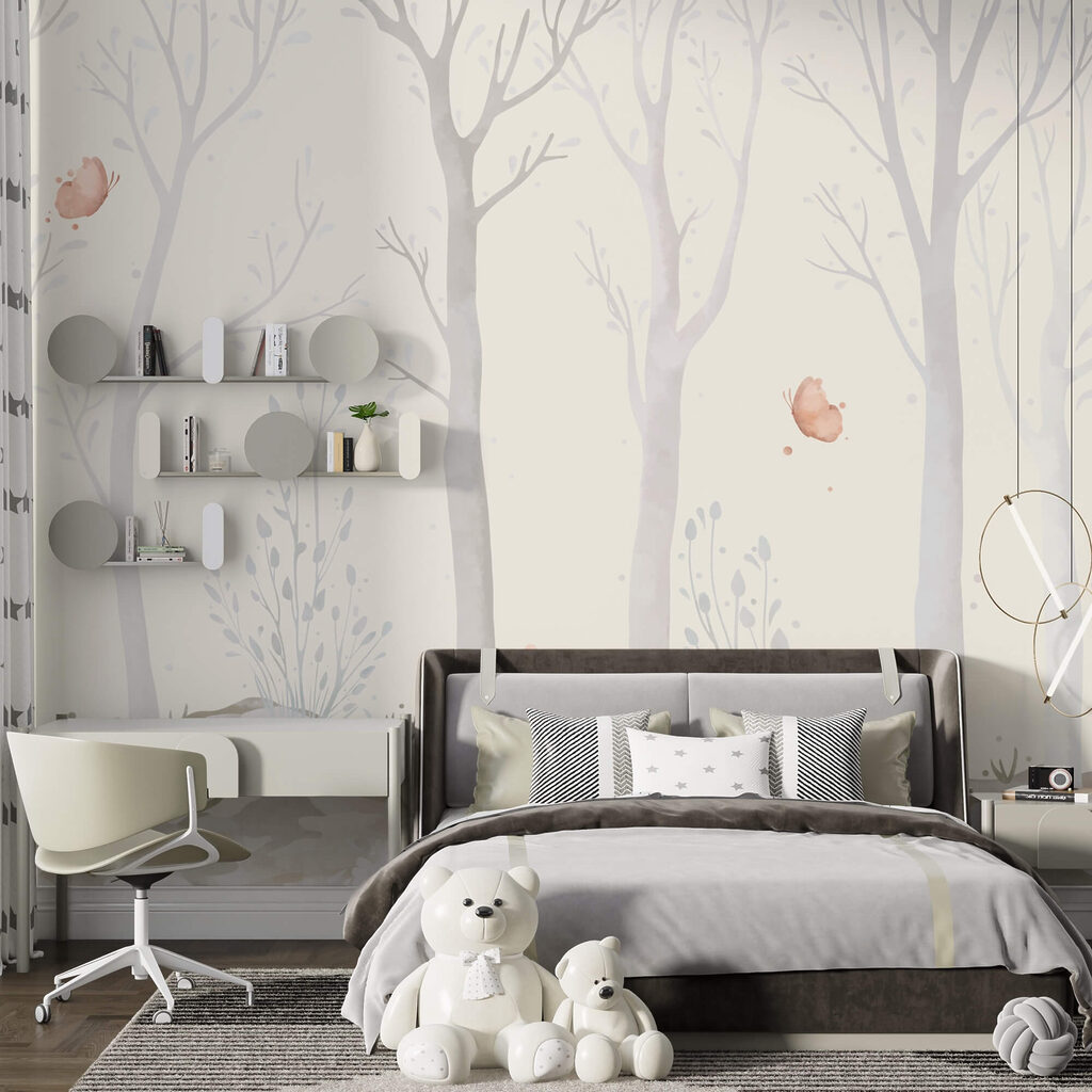 Skupina stromů s motýly