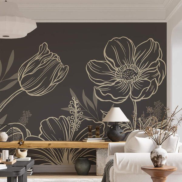 Jemný design květinových linií Jemný design květinových linií