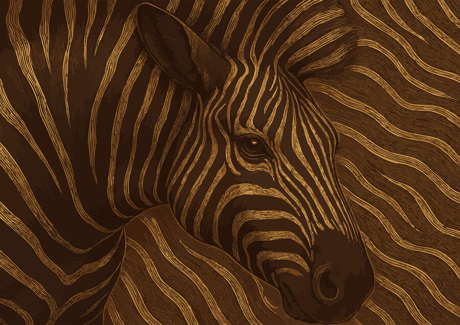 Zebra v abstraktních barevných vírech