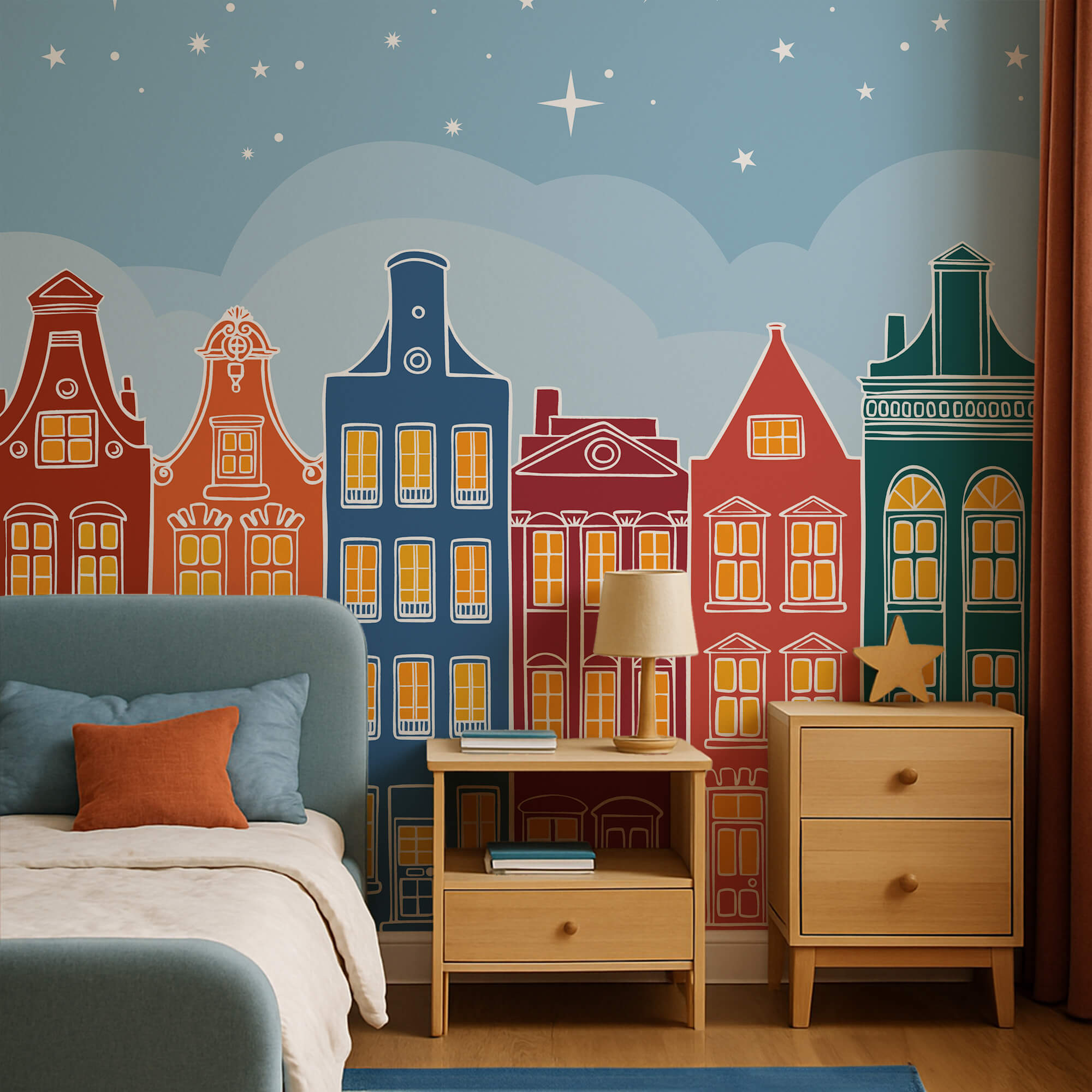 Řada barevných budov Řada barevných budov