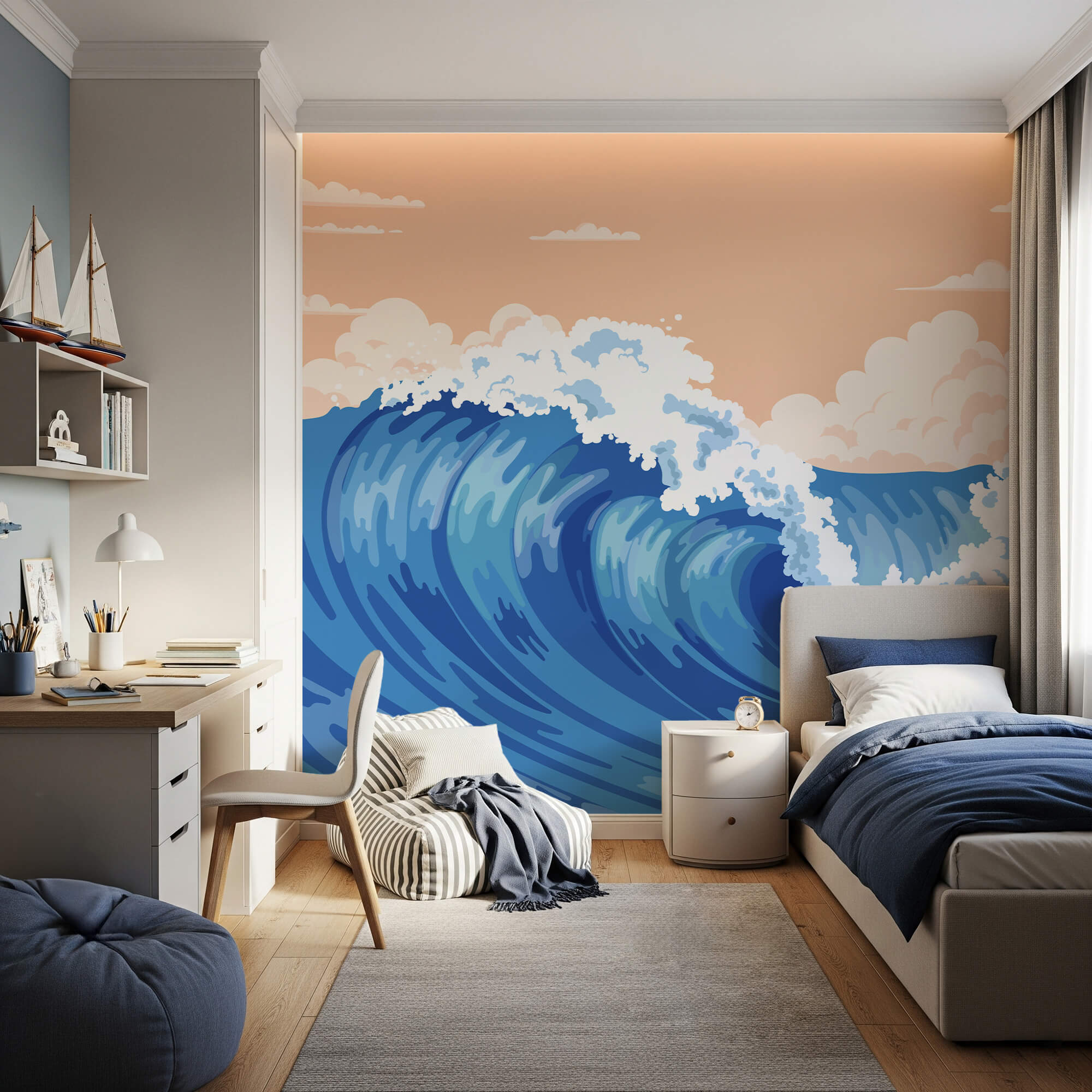 Velká vlna se zpěněnými vlnami