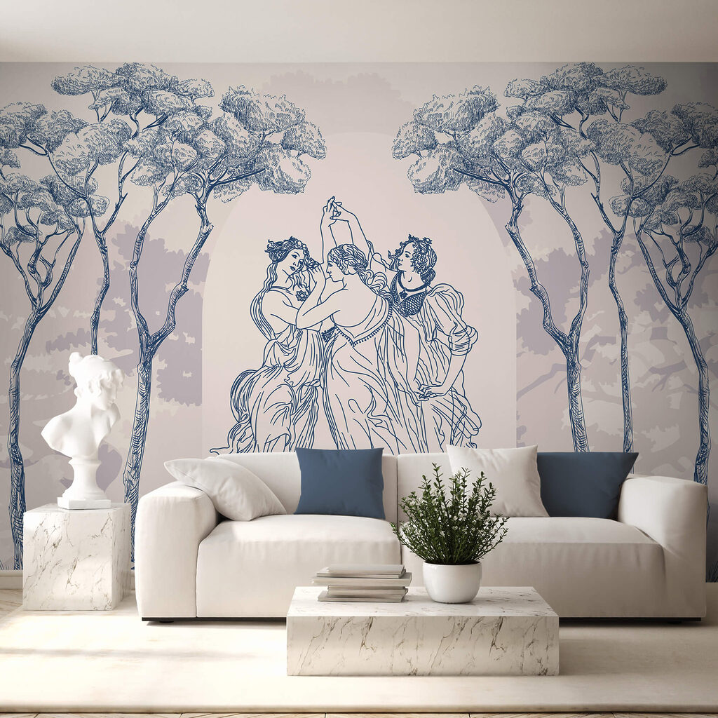 Skupina lidí tančících pod stromy Skupina lidí tančících pod stromy