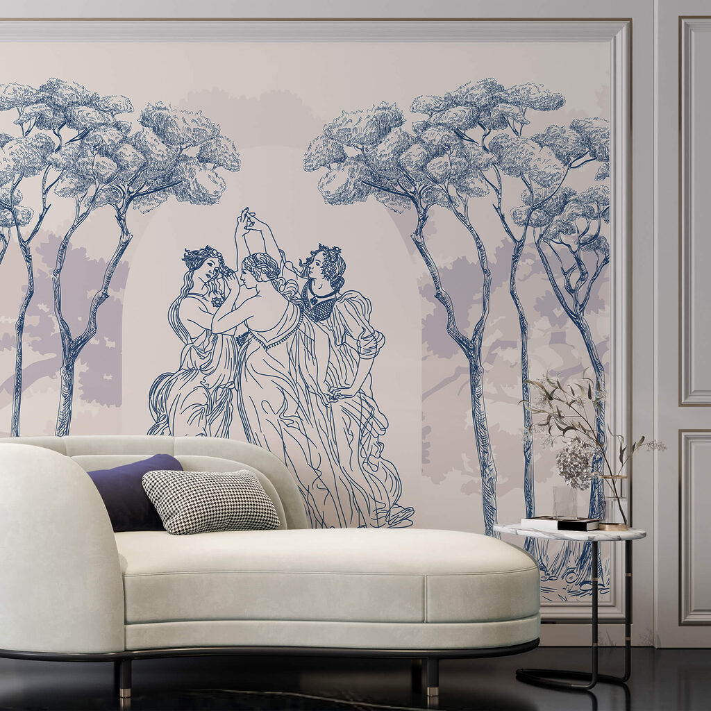 Skupina lidí tančících pod stromy Skupina lidí tančících pod stromy