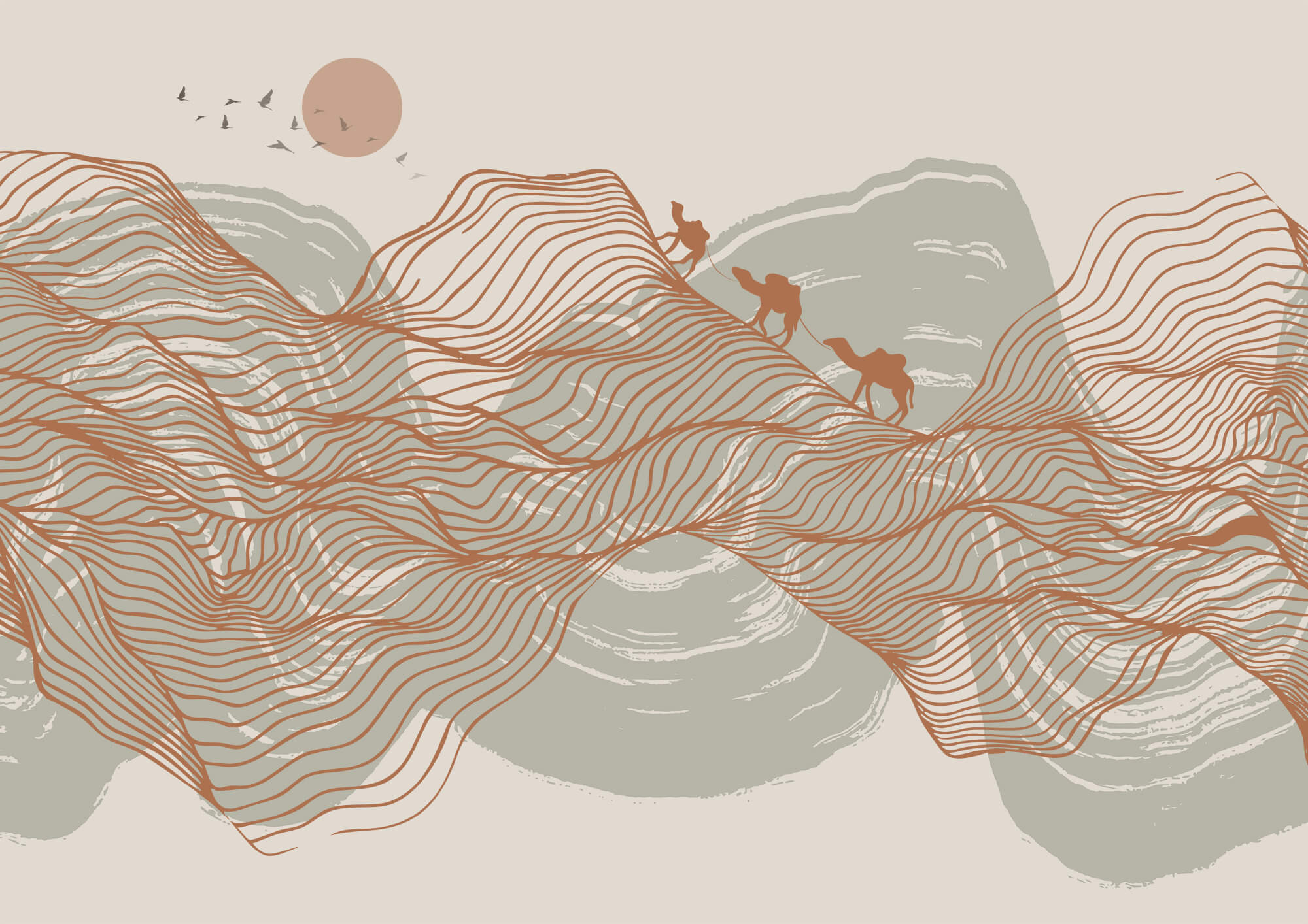 Drawing of a desert landscape