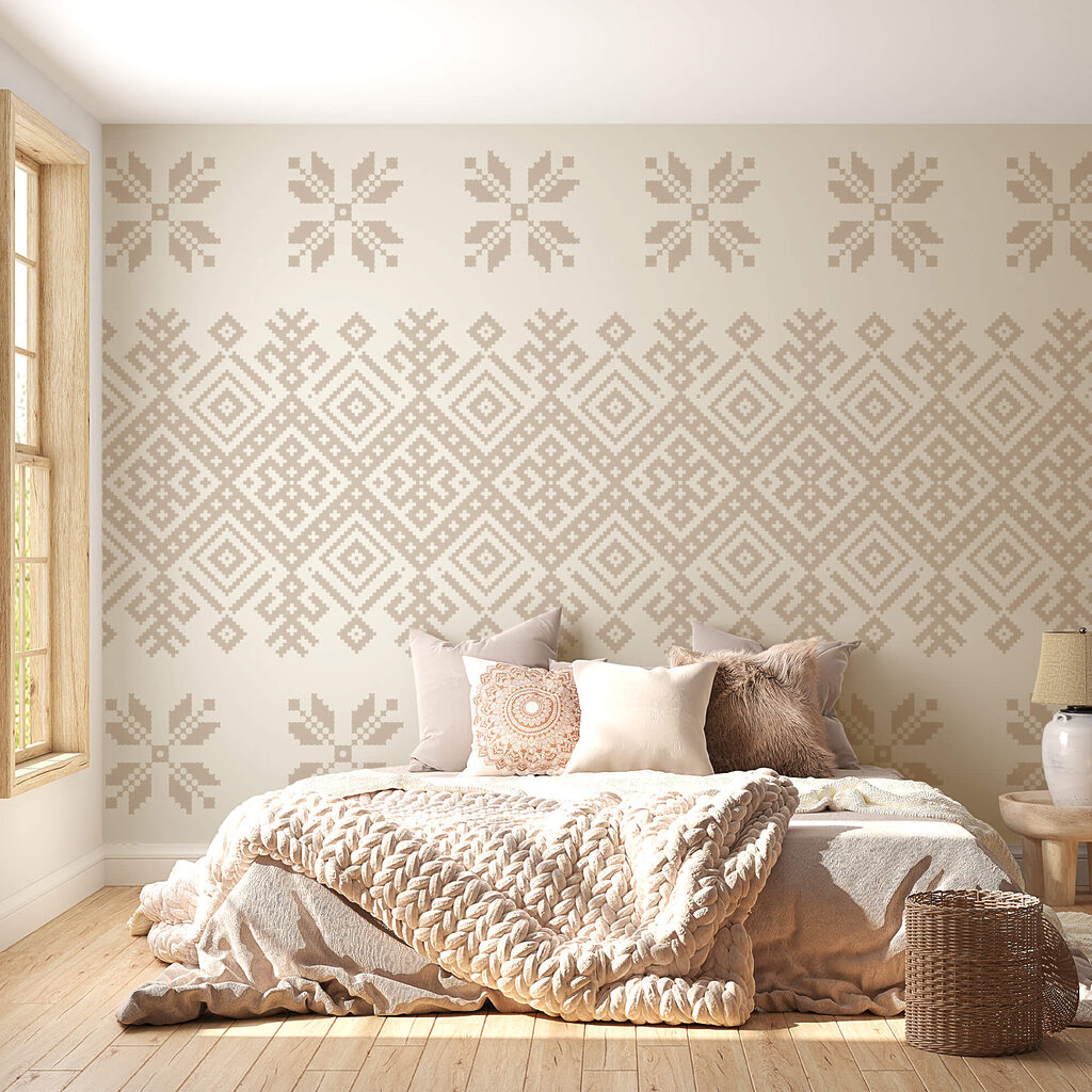 Vzor geometrických tvarů a květin