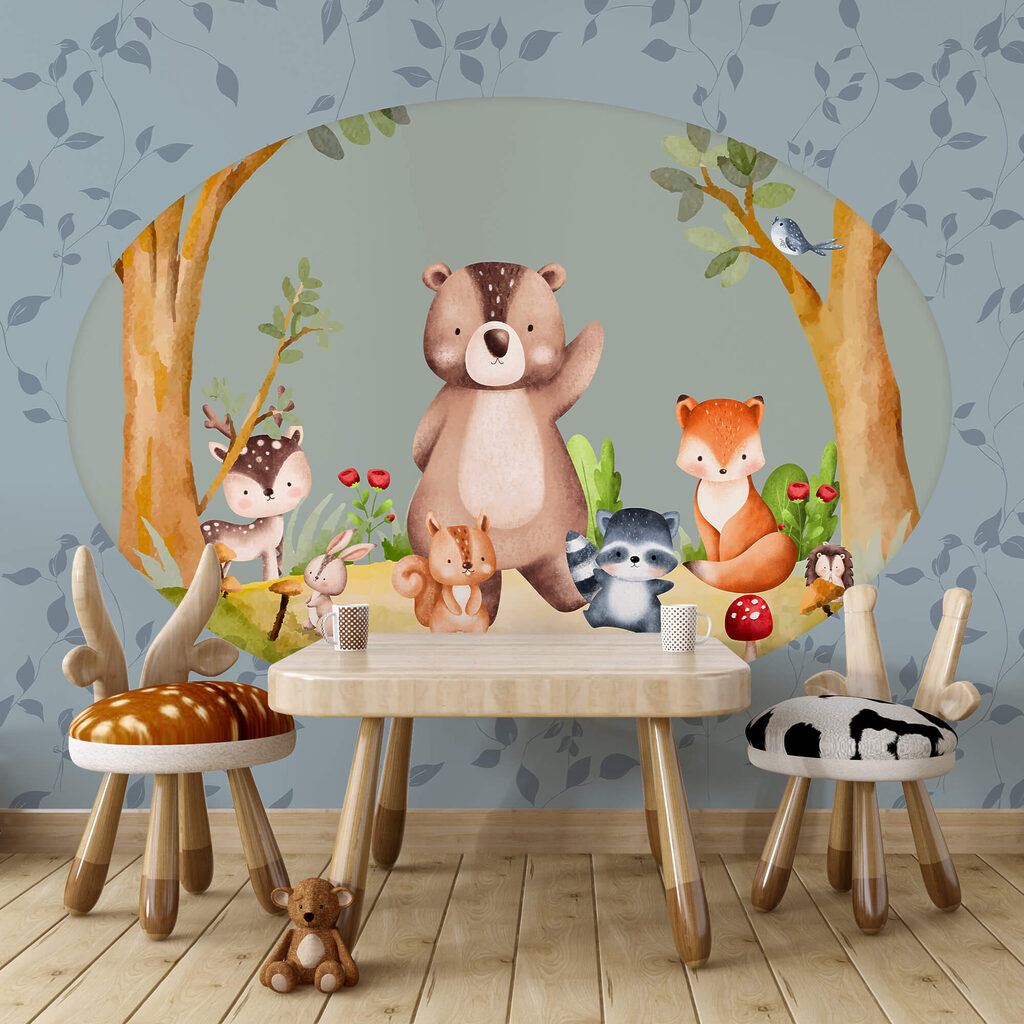 Karikatura zvířat v lese Karikatura zvířat v lese