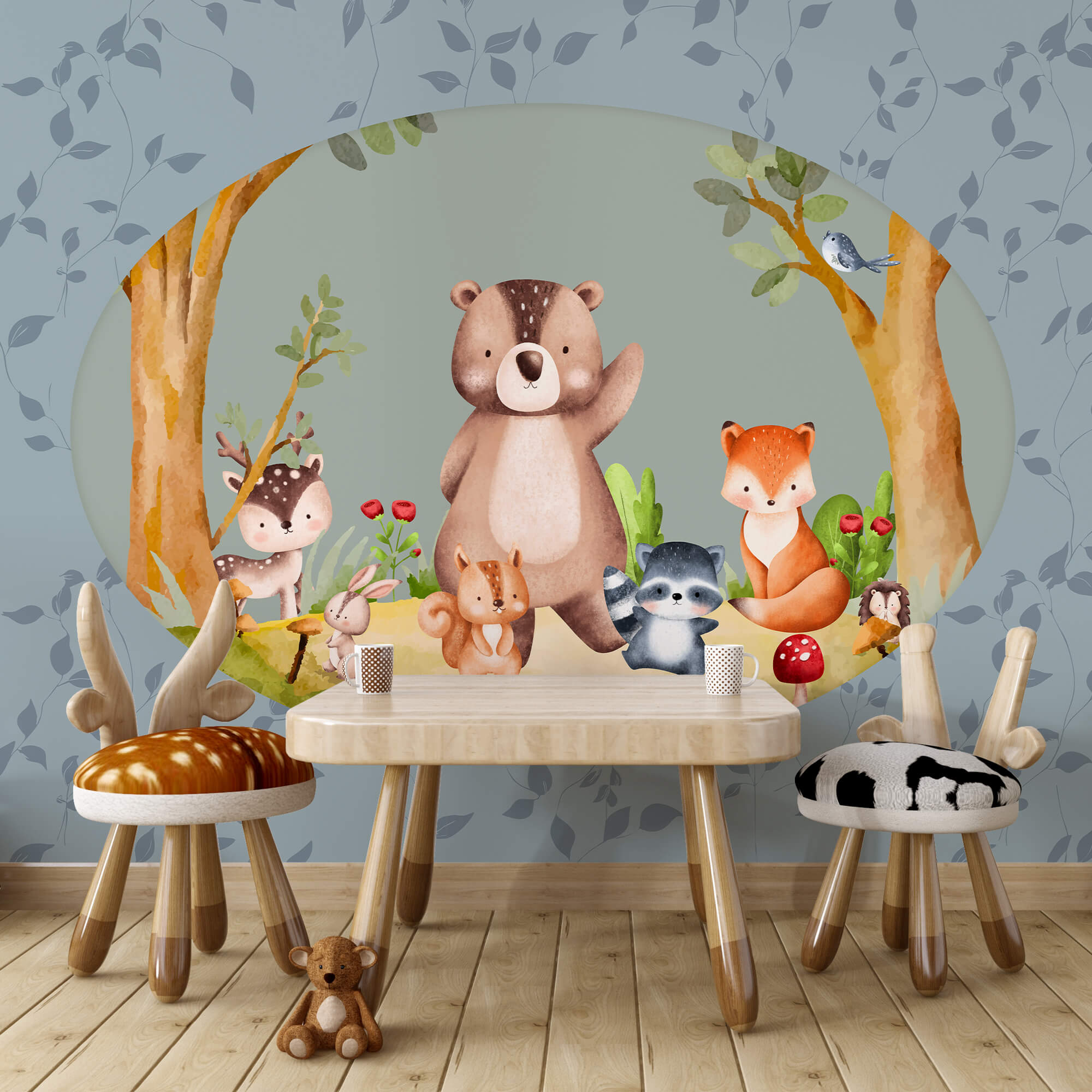 Karikatura zvířat v lese Karikatura zvířat v lese