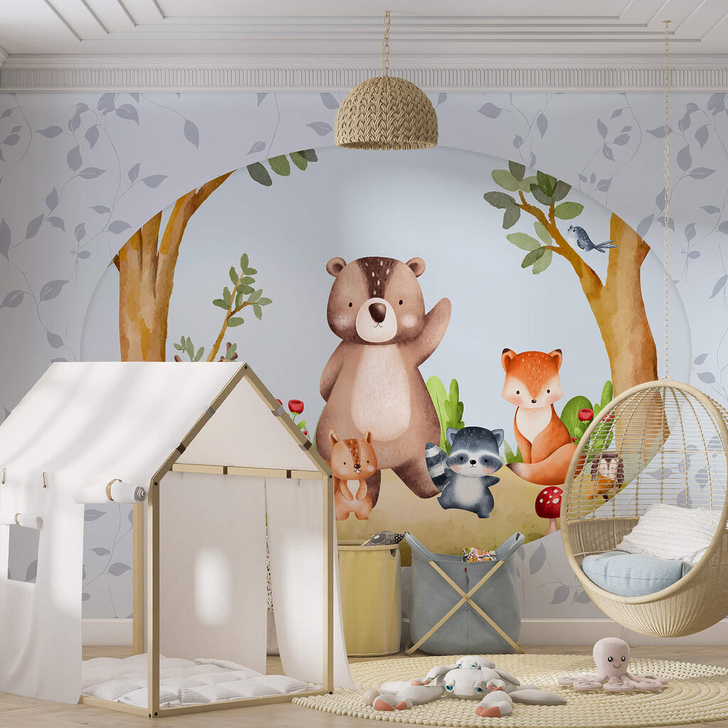 Karikatura zvířat v lese