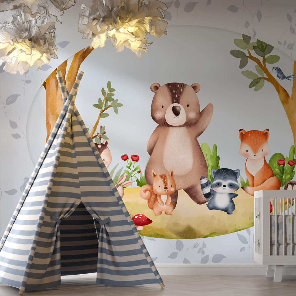 Karikatura zvířat v lese