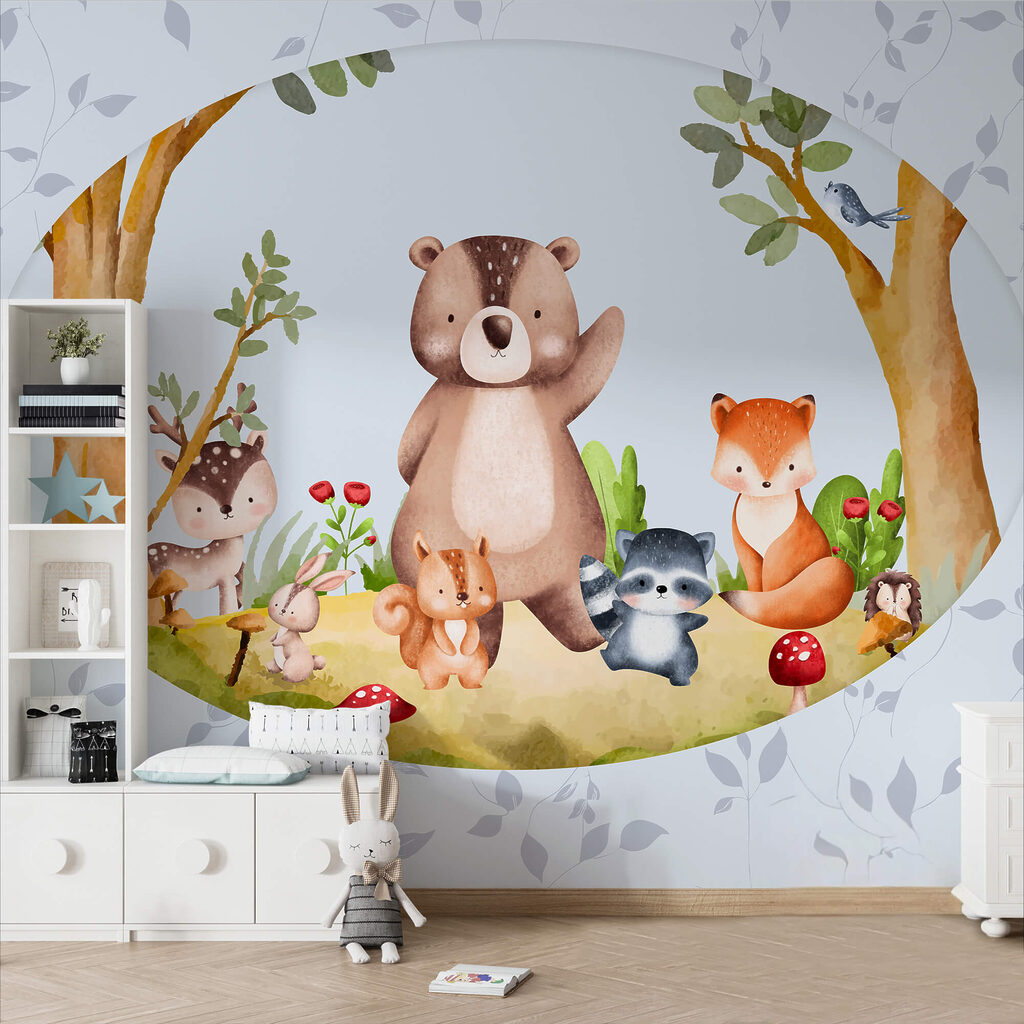 Karikatura zvířat v lese