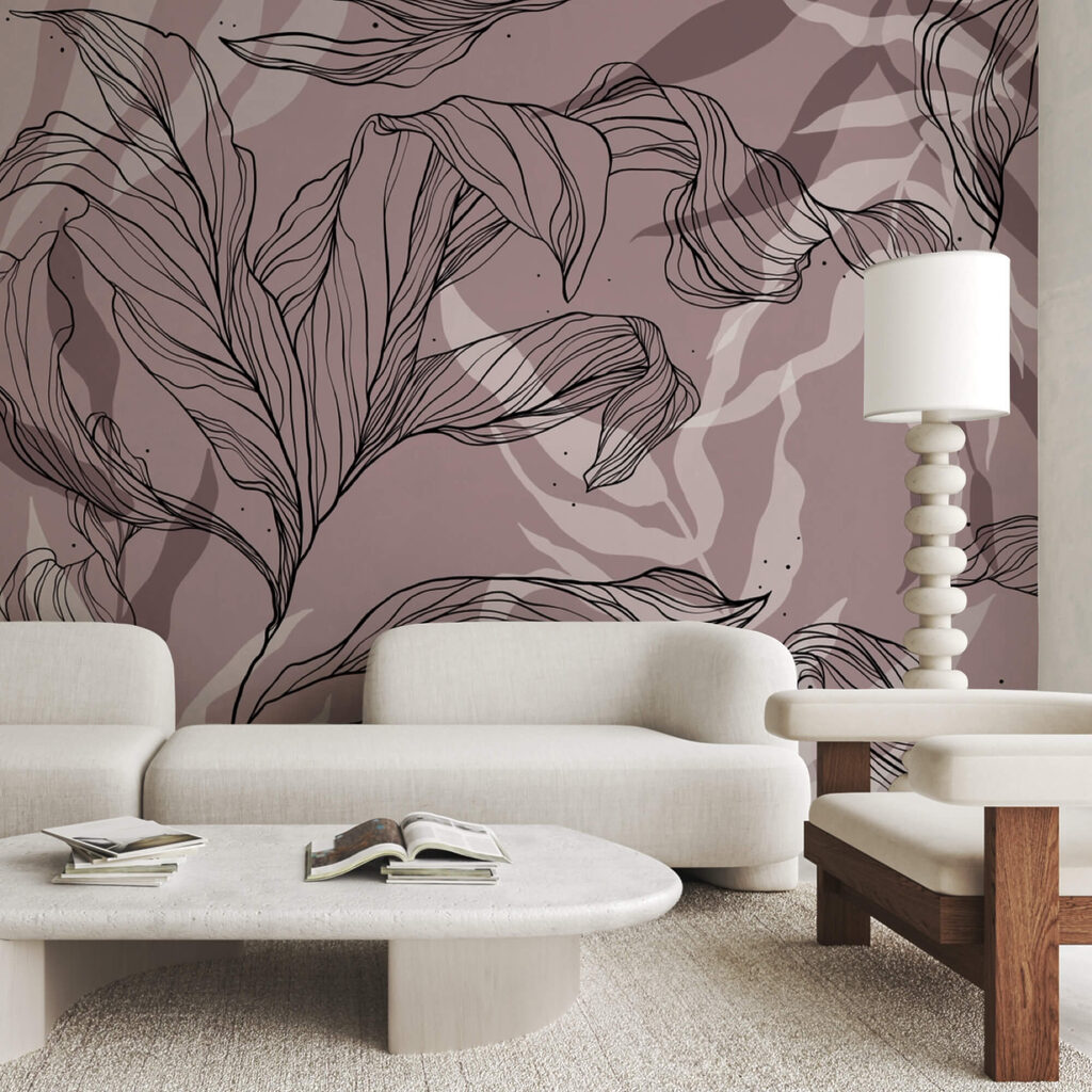 Kresba listů na růžovém pozadí Kresba listů na růžovém pozadí