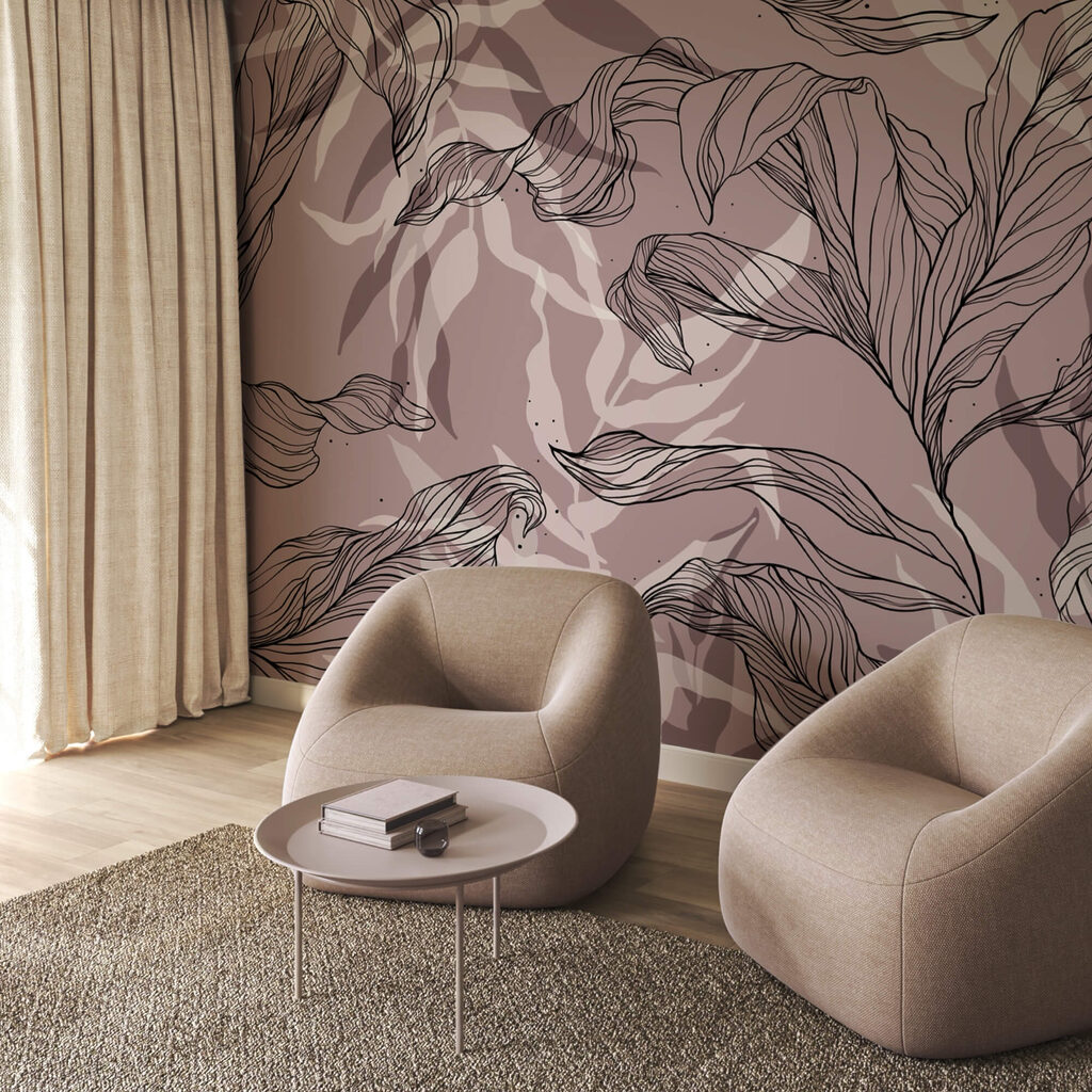 Kresba listů na růžovém pozadí Kresba listů na růžovém pozadí