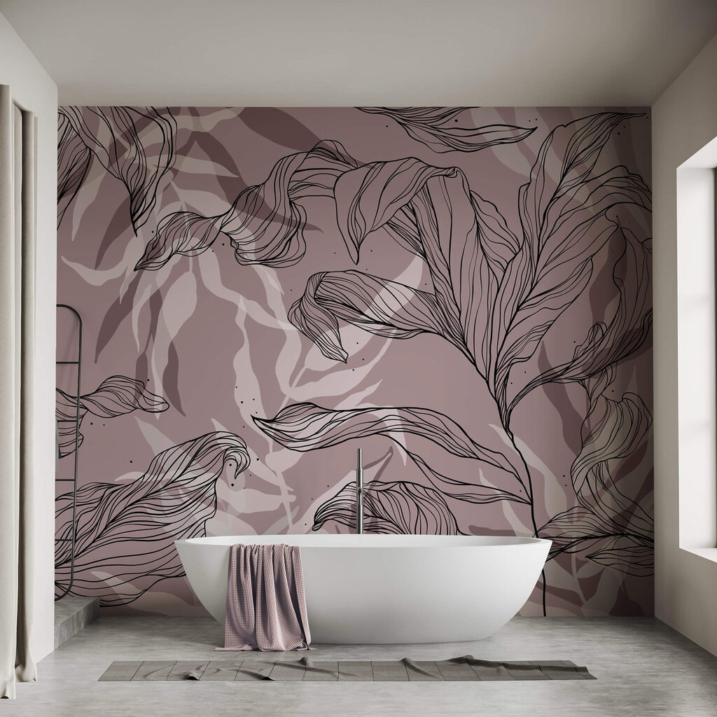 Kresba listů na růžovém pozadí Kresba listů na růžovém pozadí