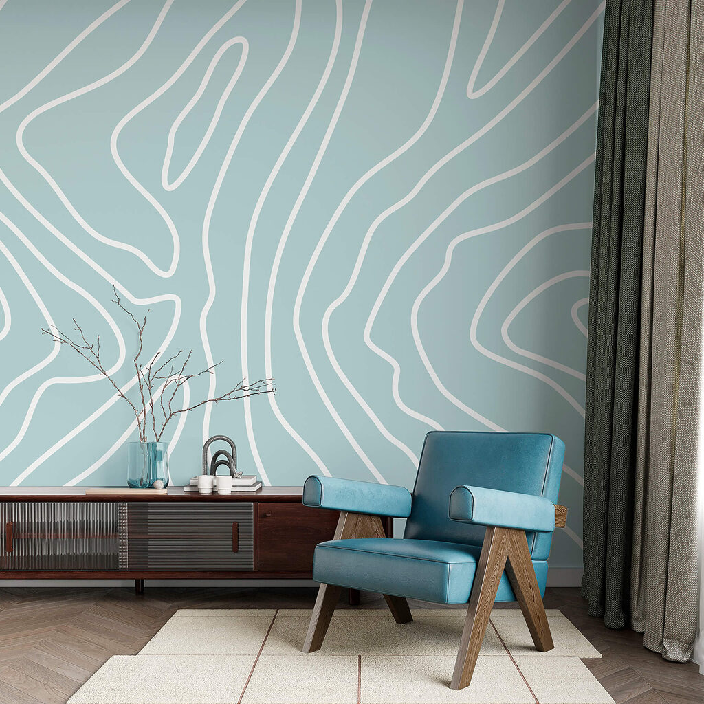 Bílé čáry na modrém pozadí