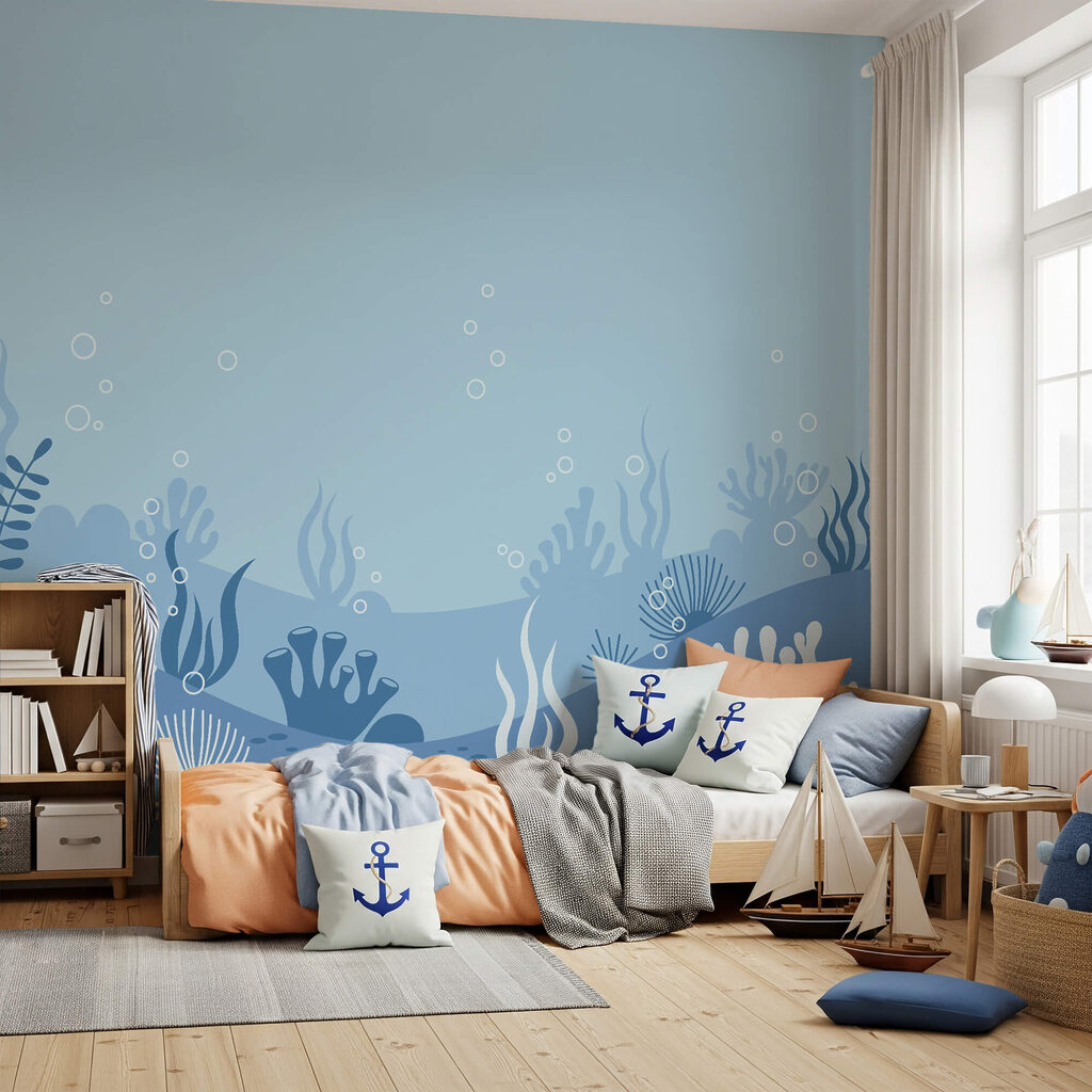 Modrá a bílá podvodní scéna