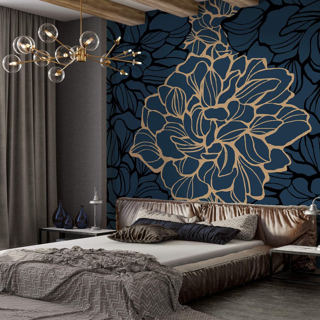 Výrazný květinový vzor na tmavém pozadí Výrazný květinový vzor na tmavém pozadí