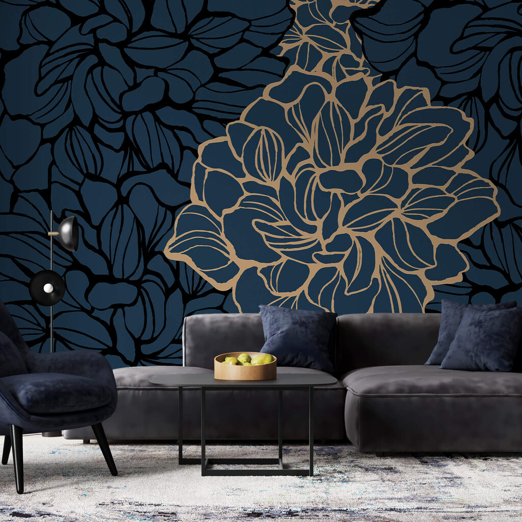 Výrazný květinový vzor na tmavém pozadí Výrazný květinový vzor na tmavém pozadí