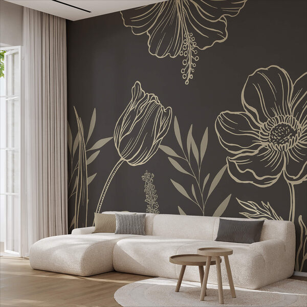 Jemný design květinových linií Jemný design květinových linií