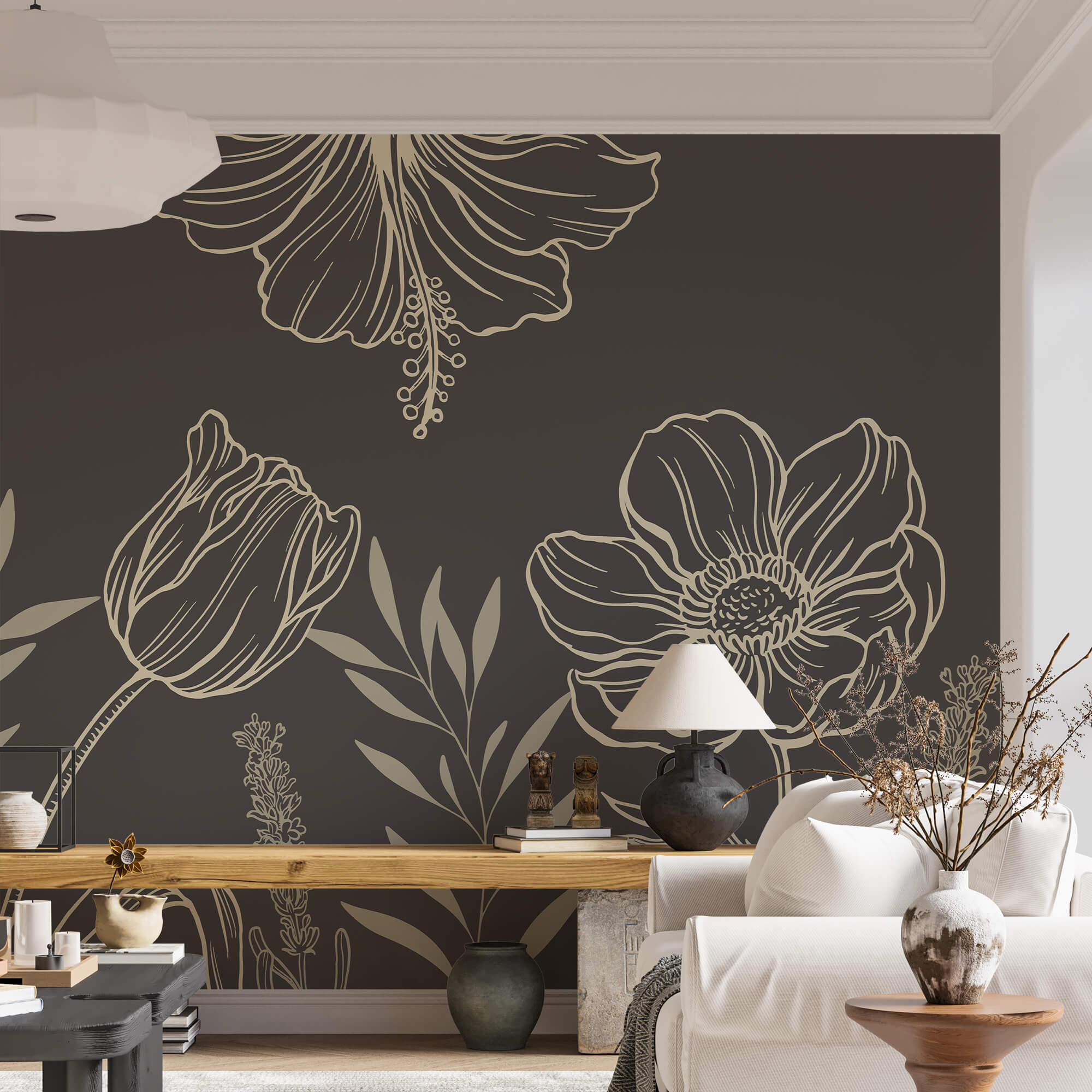 Jemný design květinových linií