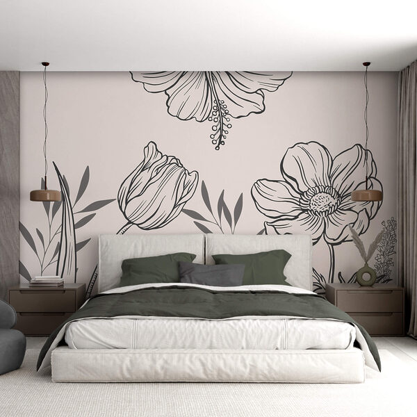Jemný design květinových linií Jemný design květinových linií