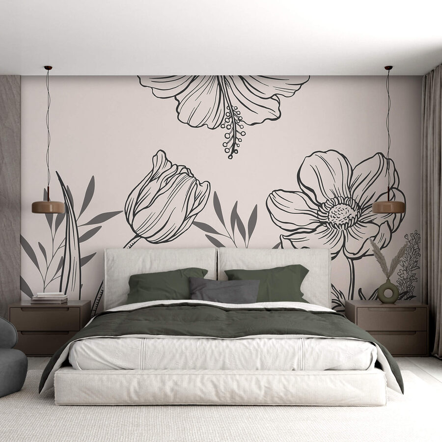 Jemný design květinových linií Jemný design květinových linií