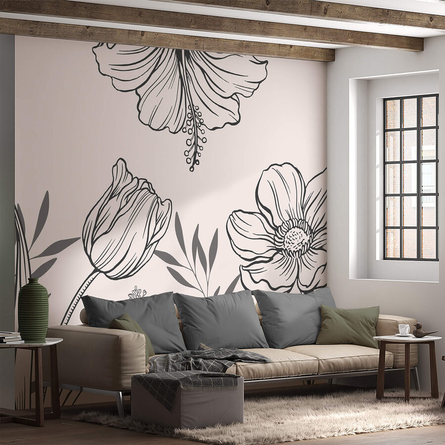 Jemný design květinových linií Jemný design květinových linií