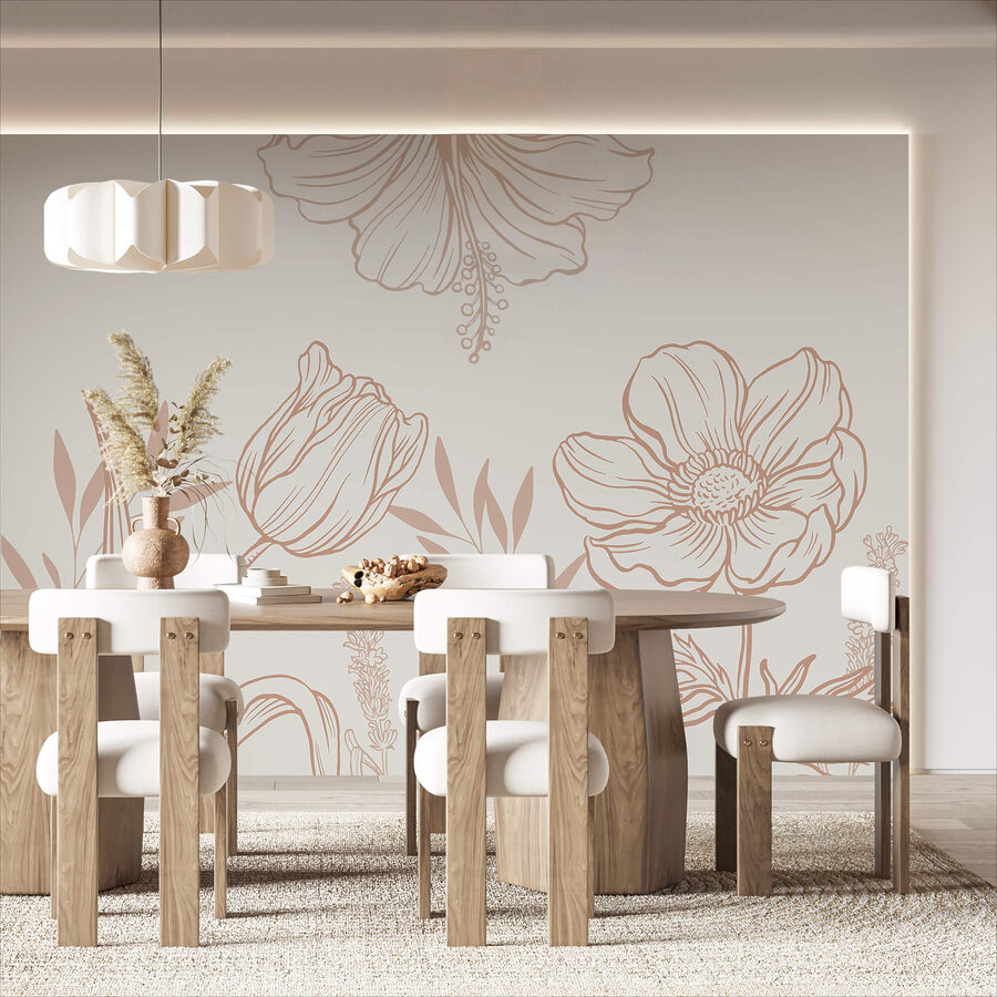 Jemný květinový liniový design. Jemný květinový liniový design.