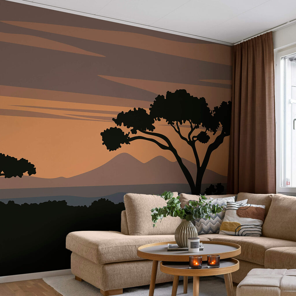 Strom s horami v pozadí