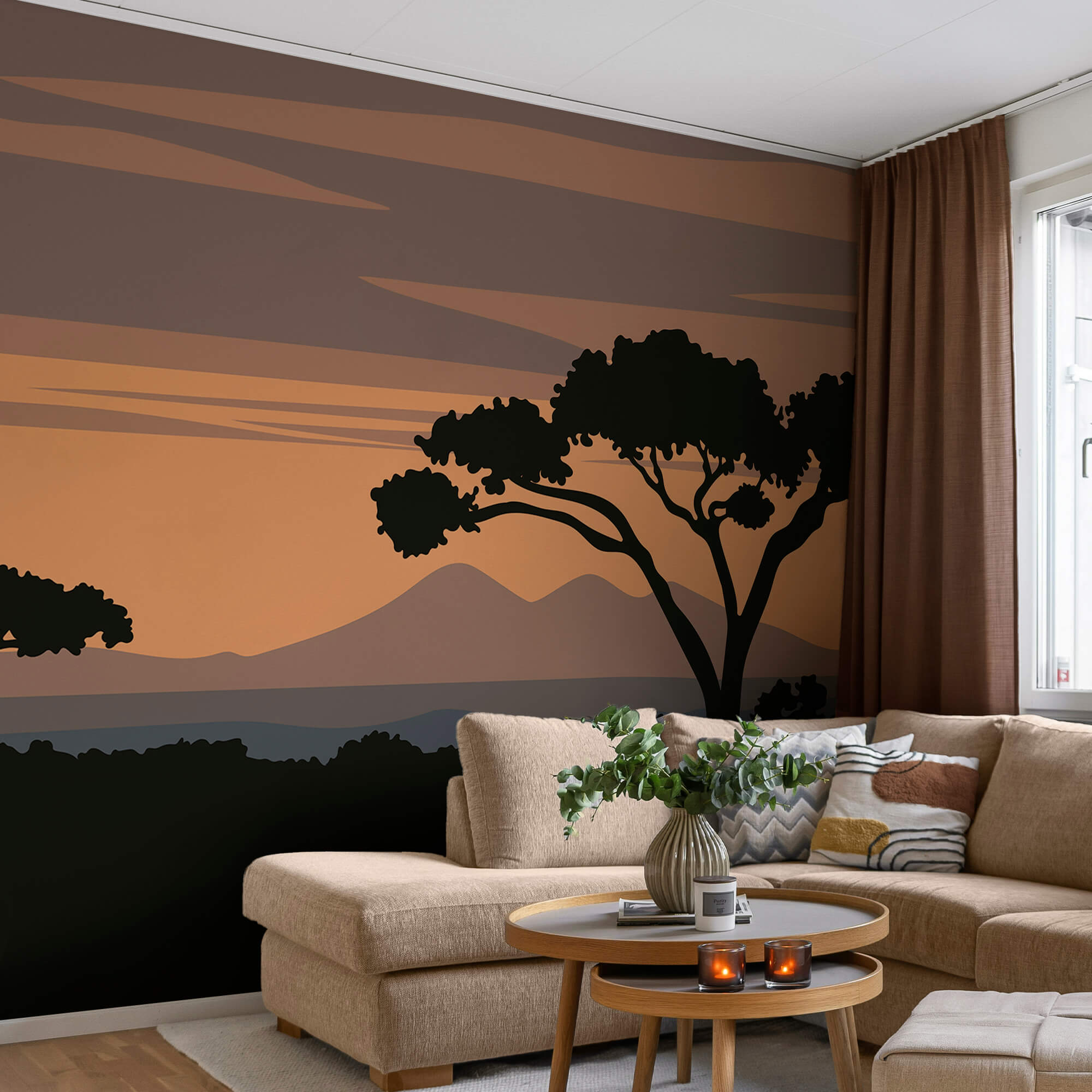 Strom s horami v pozadí