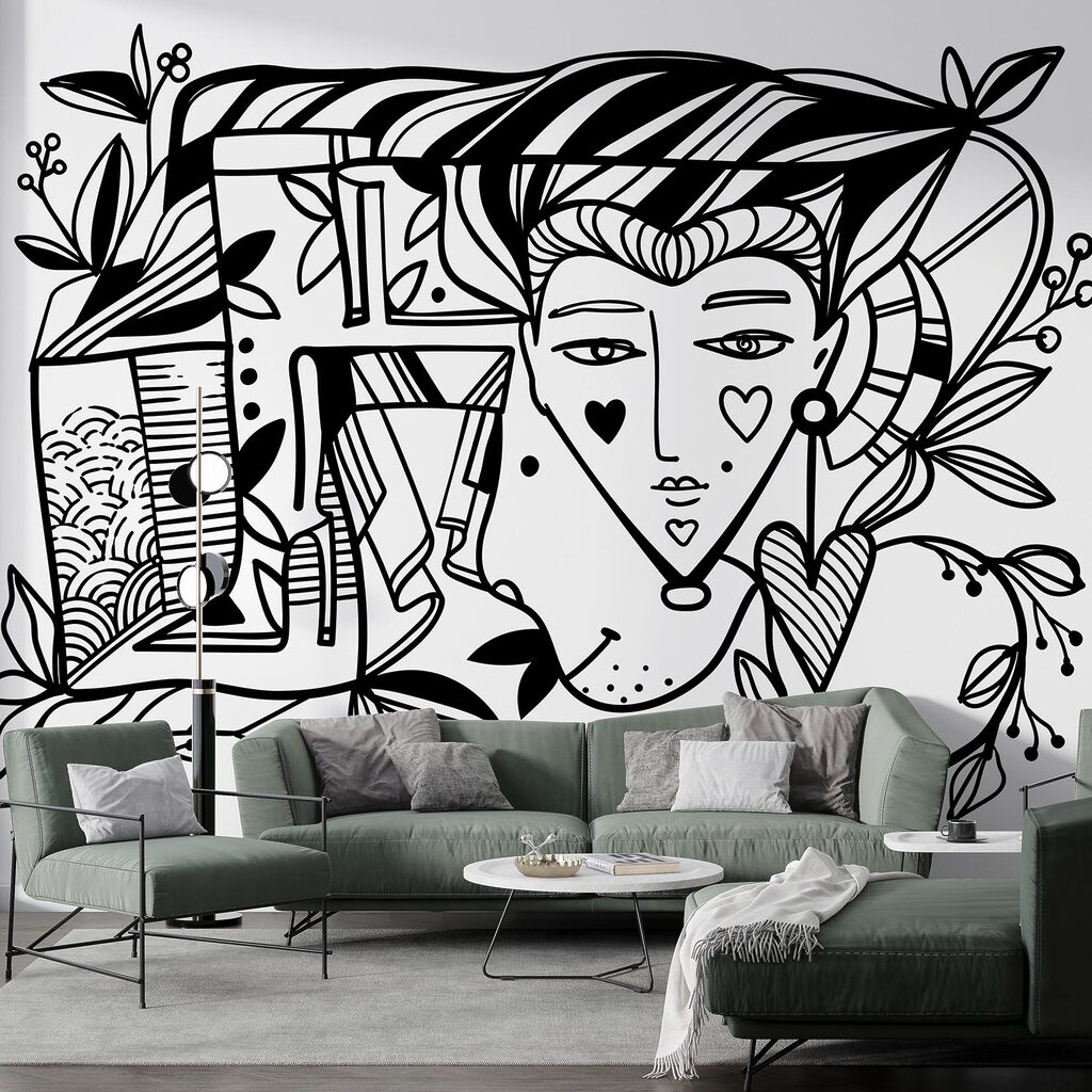 Černobílá kresba obličeje člověka’ Černobílá kresba obličeje člověka’