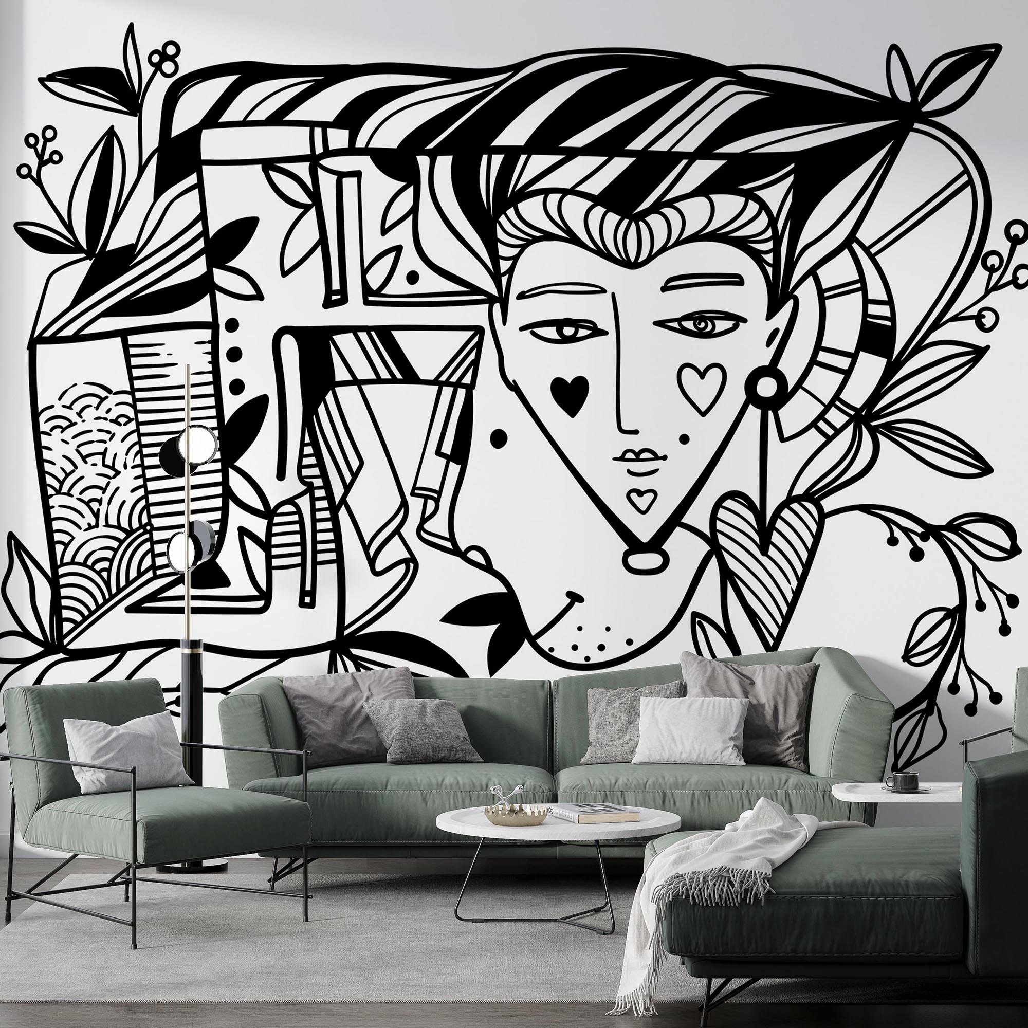 Černobílá kresba obličeje člověka’ Černobílá kresba obličeje člověka’