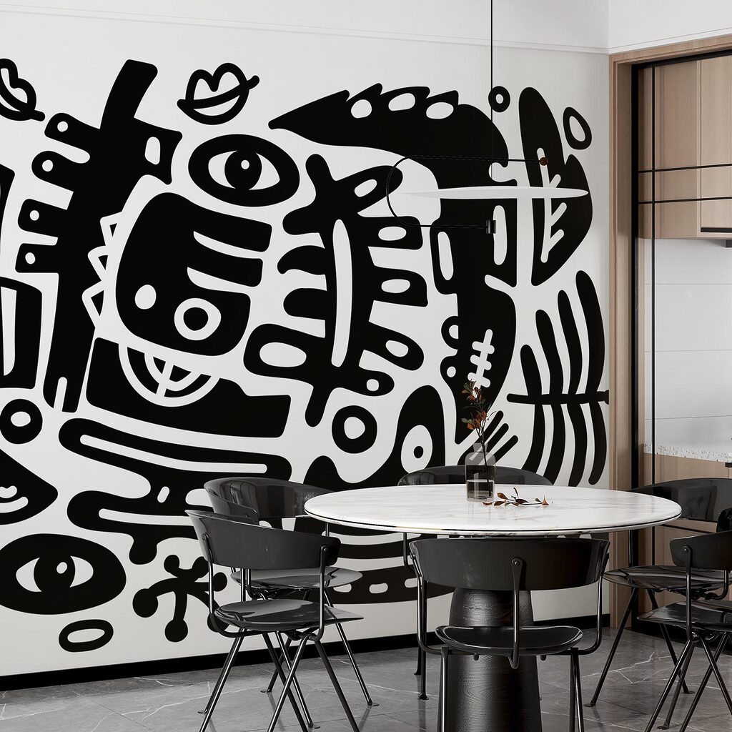 Černobílá kresba různých tvarů Černobílá kresba různých tvarů