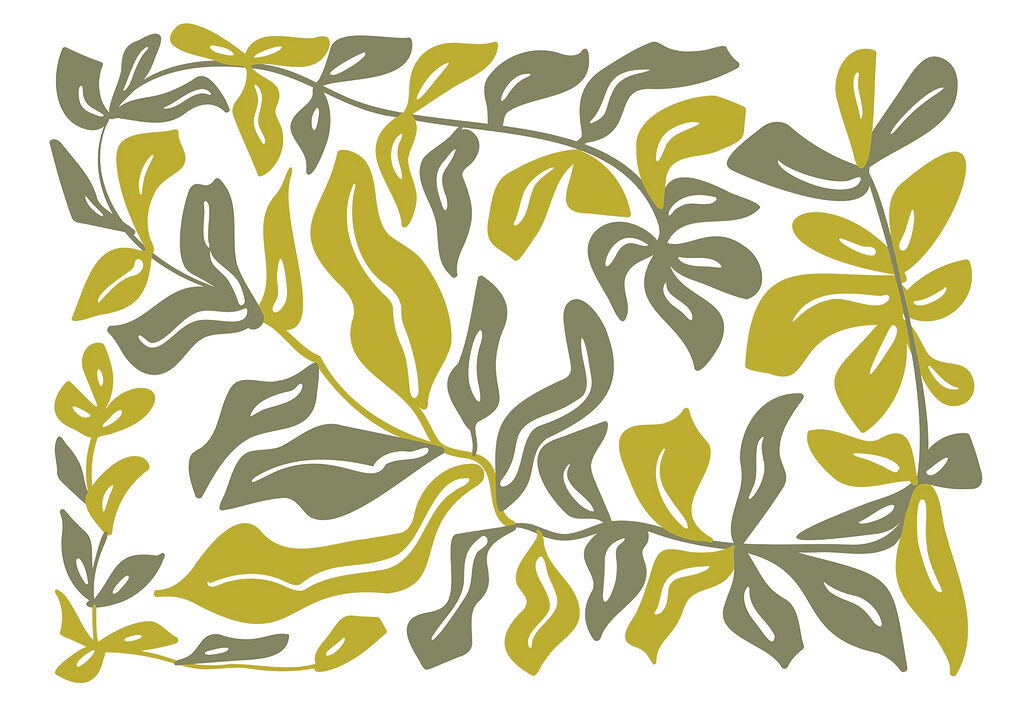 Wall murals Drawing of leaves and flowers Wall murals Drawing of leaves and flowers