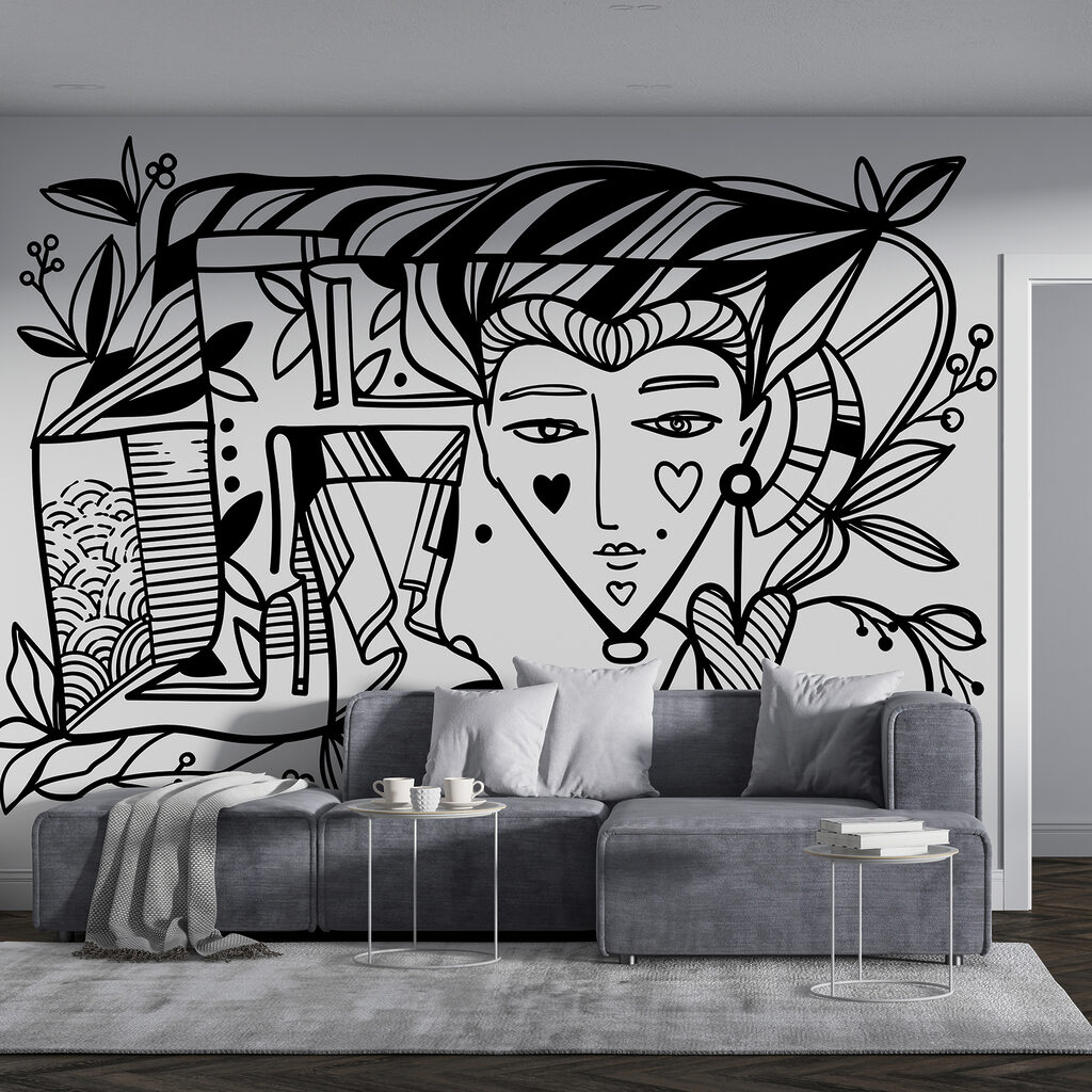 Černobílá kresba obličeje člověka’ Černobílá kresba obličeje člověka’