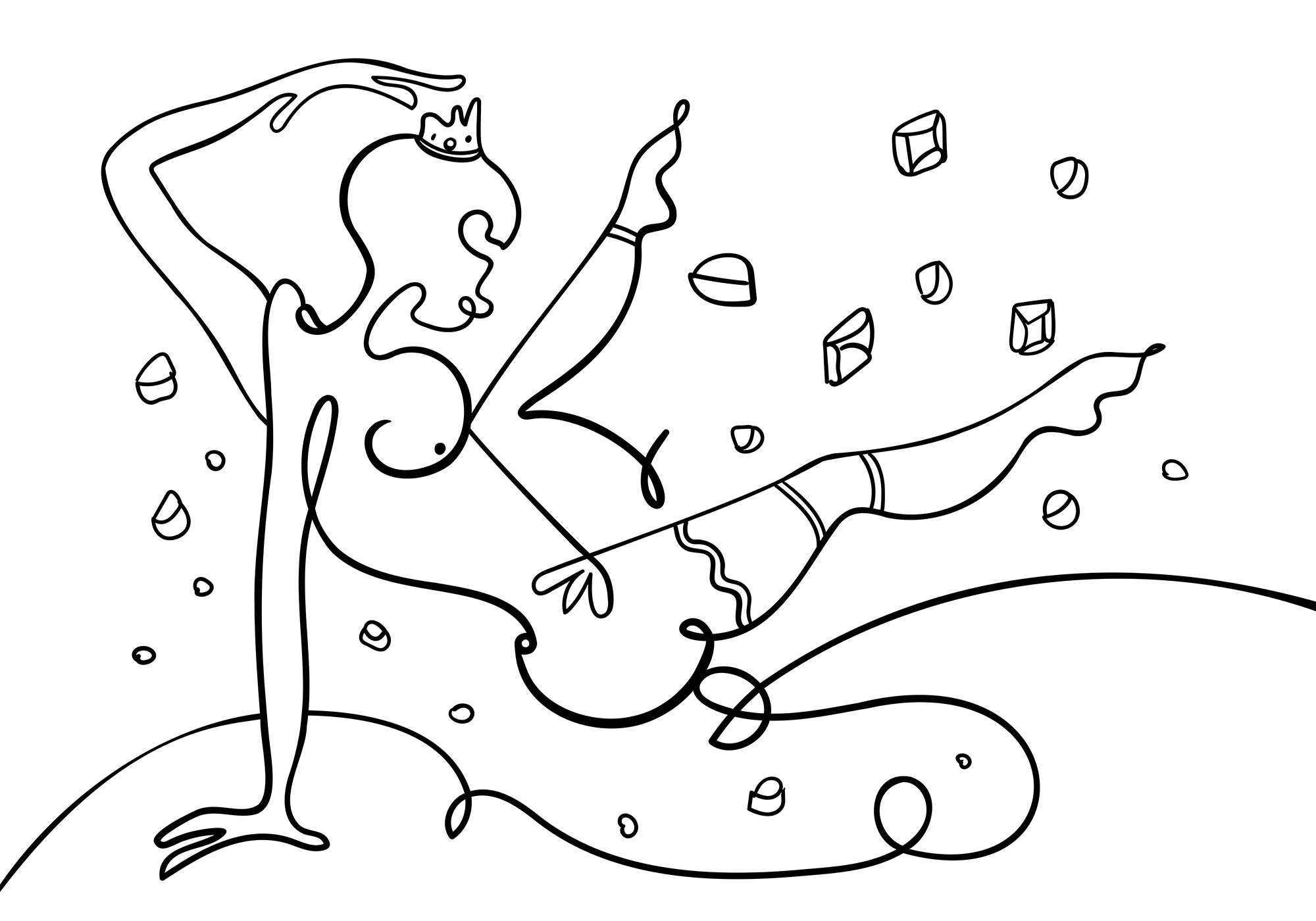 Drawing of a woman dancing