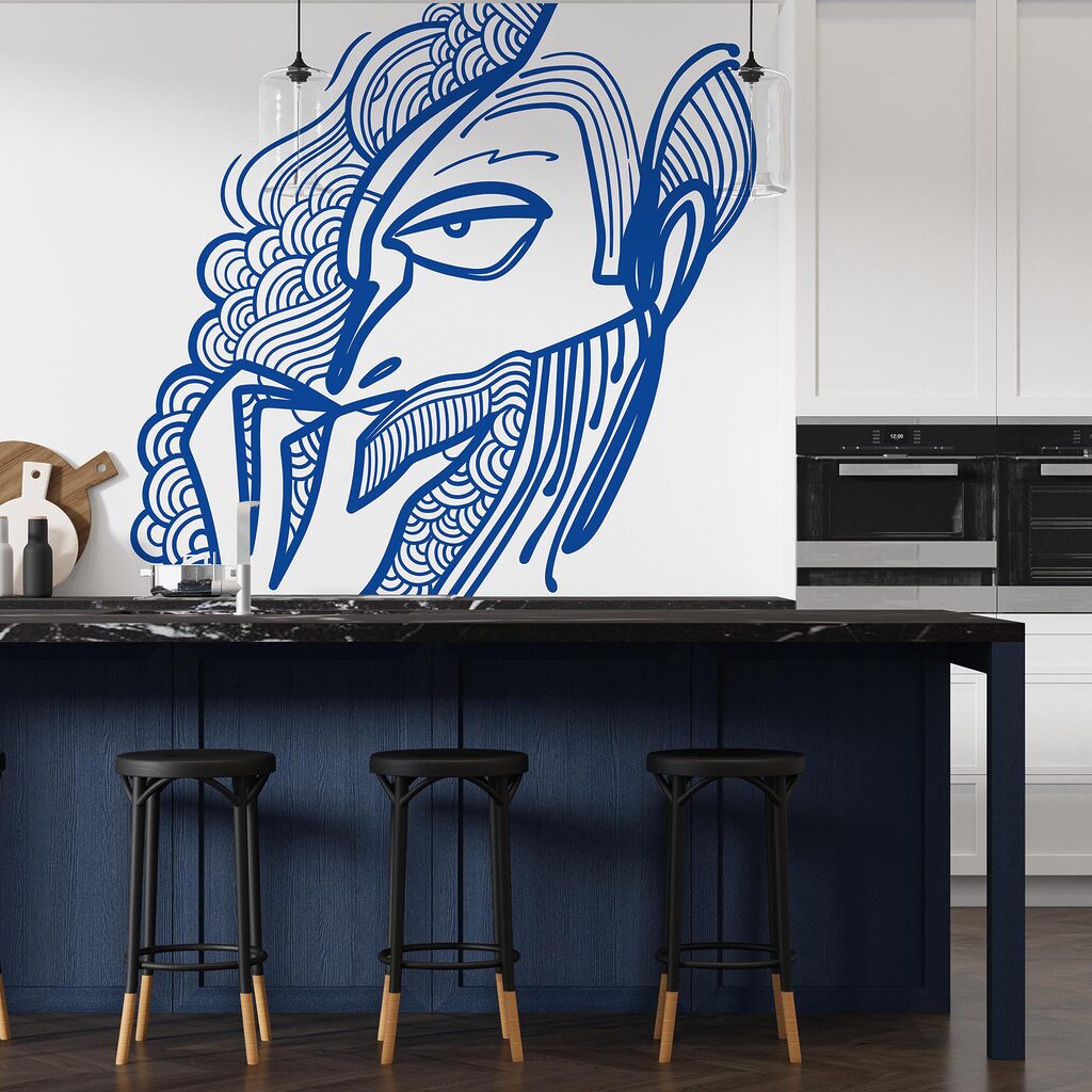 Kresba muže s rukou u úst