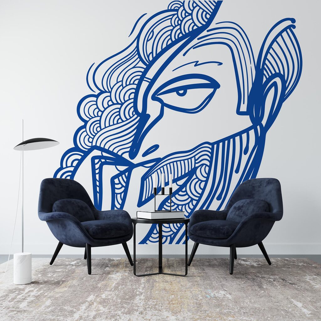 Kresba muže s rukou u úst