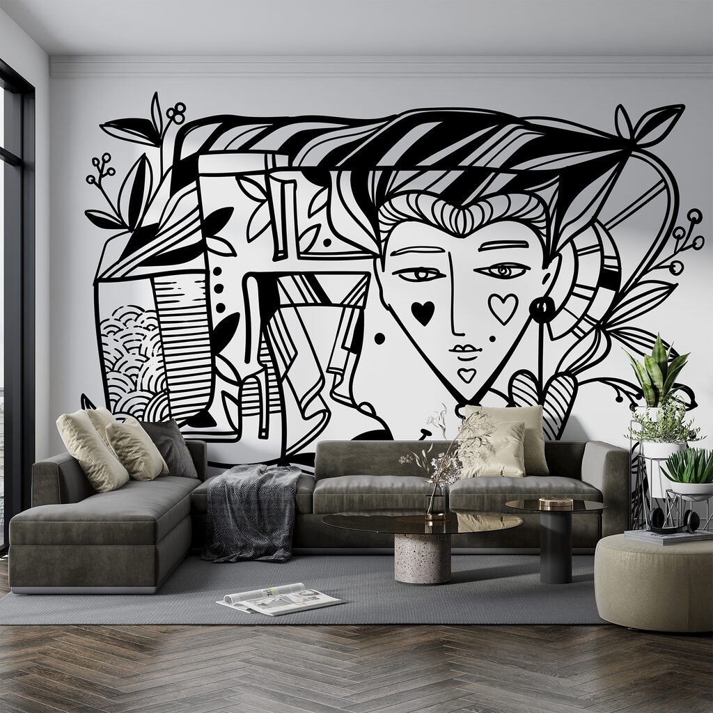 Černobílá kresba obličeje člověka’ Černobílá kresba obličeje člověka’