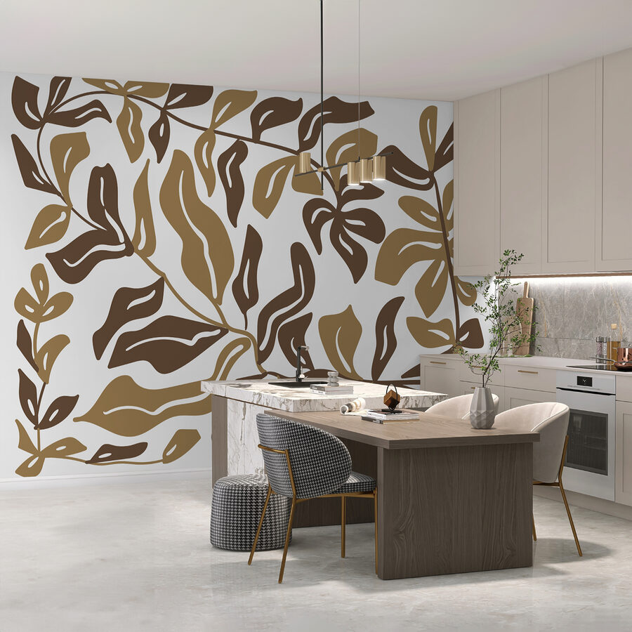 Wall murals Brown and tan leaves