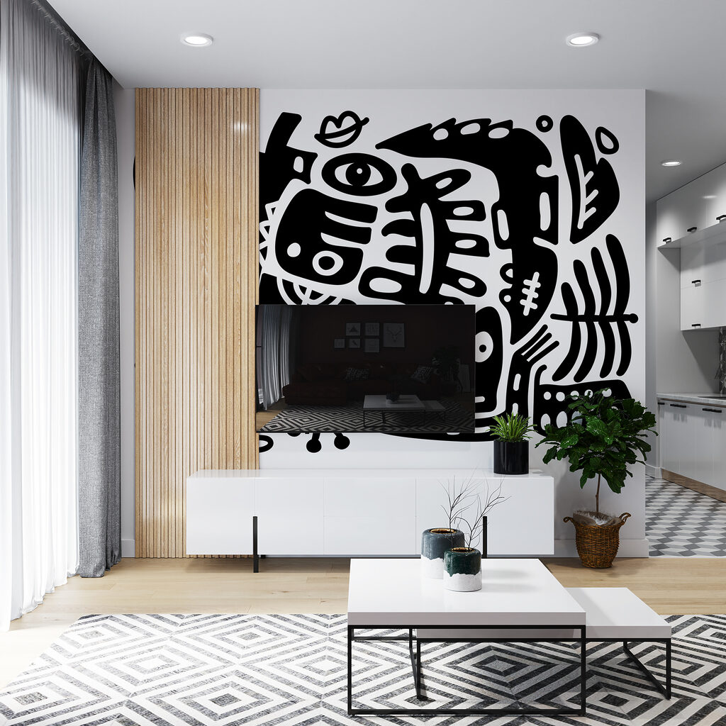 Černobílá kresba různých tvarů Černobílá kresba různých tvarů