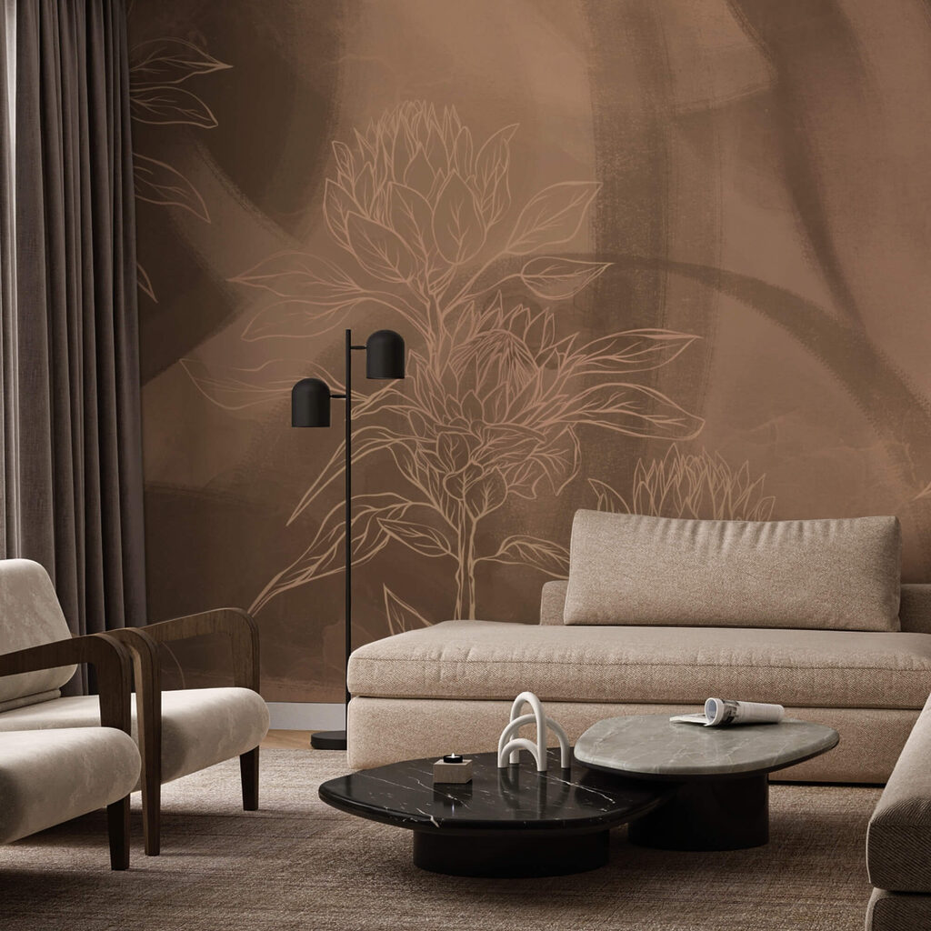 Květinové obrysy na teplém pozadí