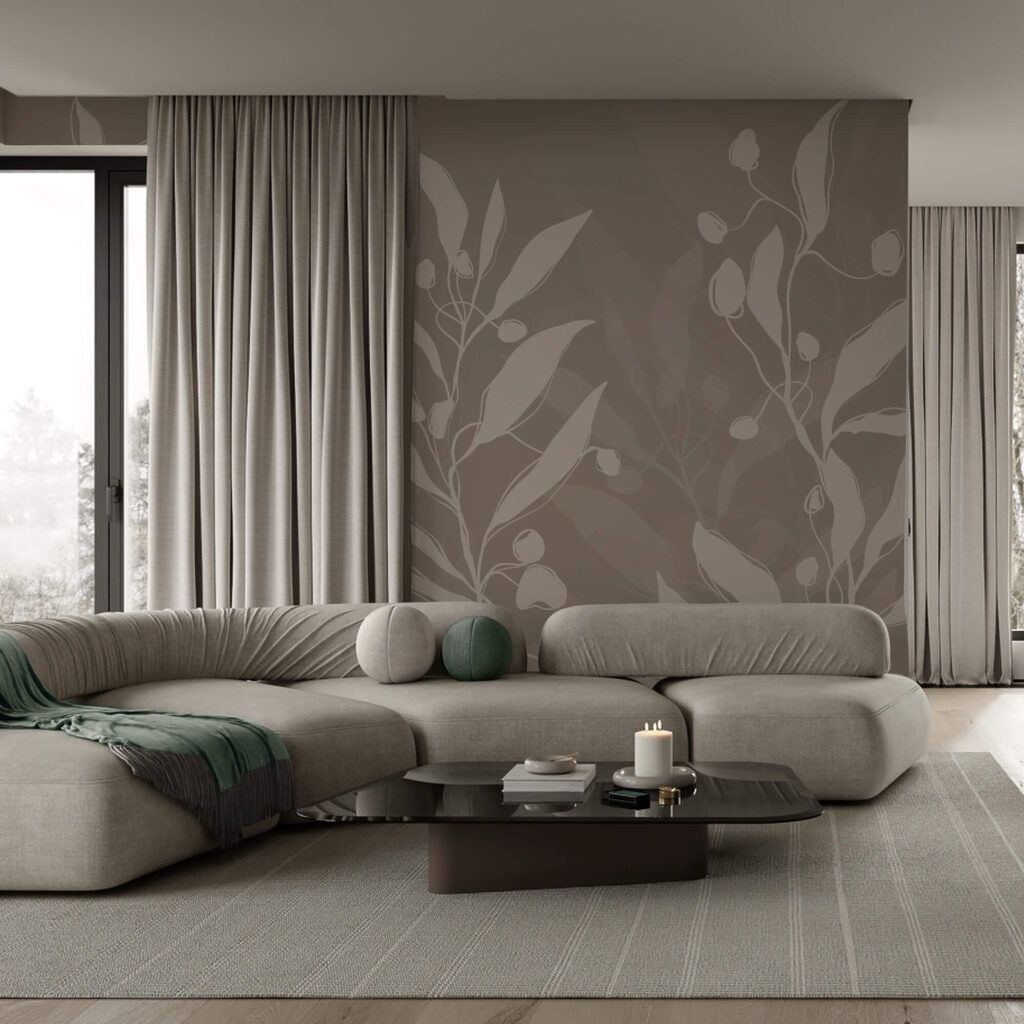 Jemný botanický vzor na neutrálním pozadí