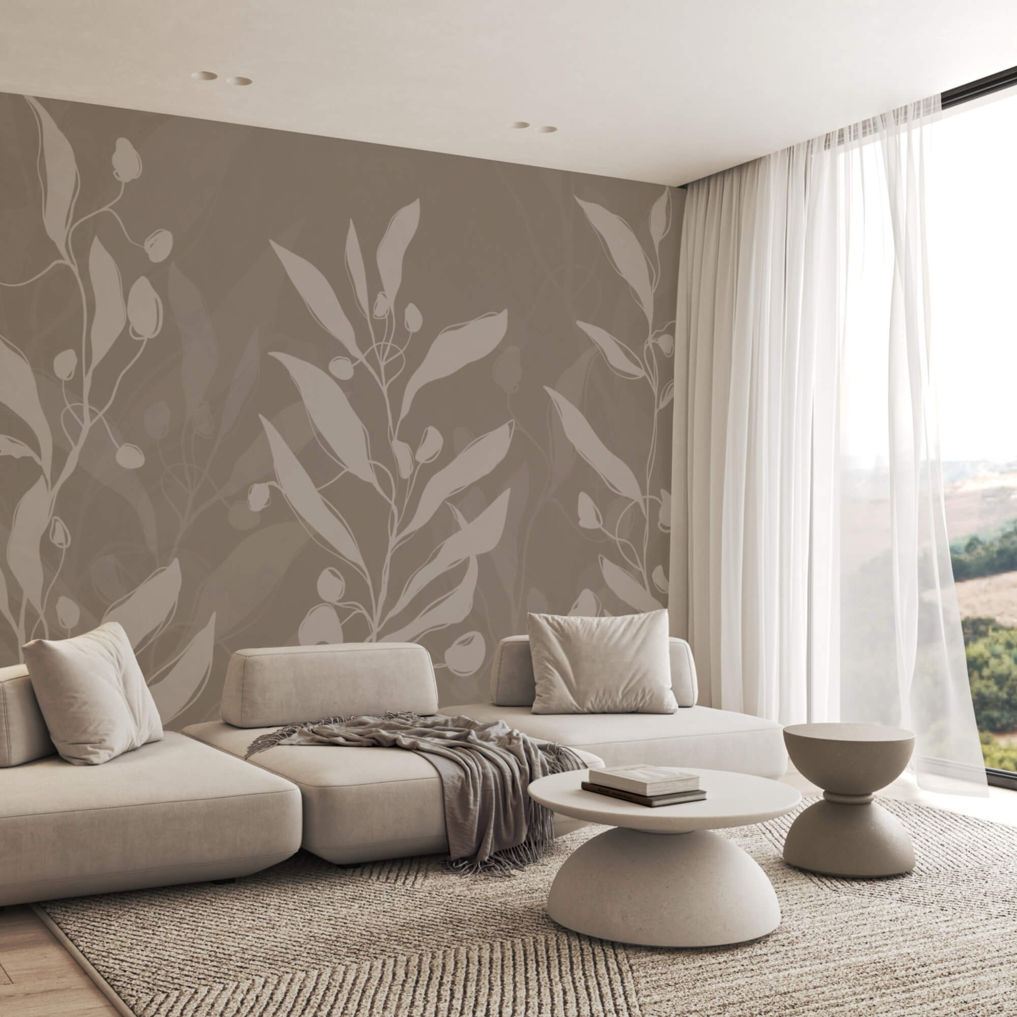 Jemný botanický vzor na neutrálním pozadí