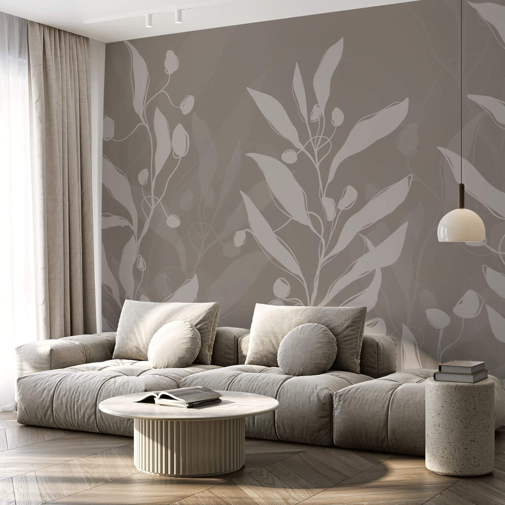 Jemný botanický vzor na neutrálním pozadí