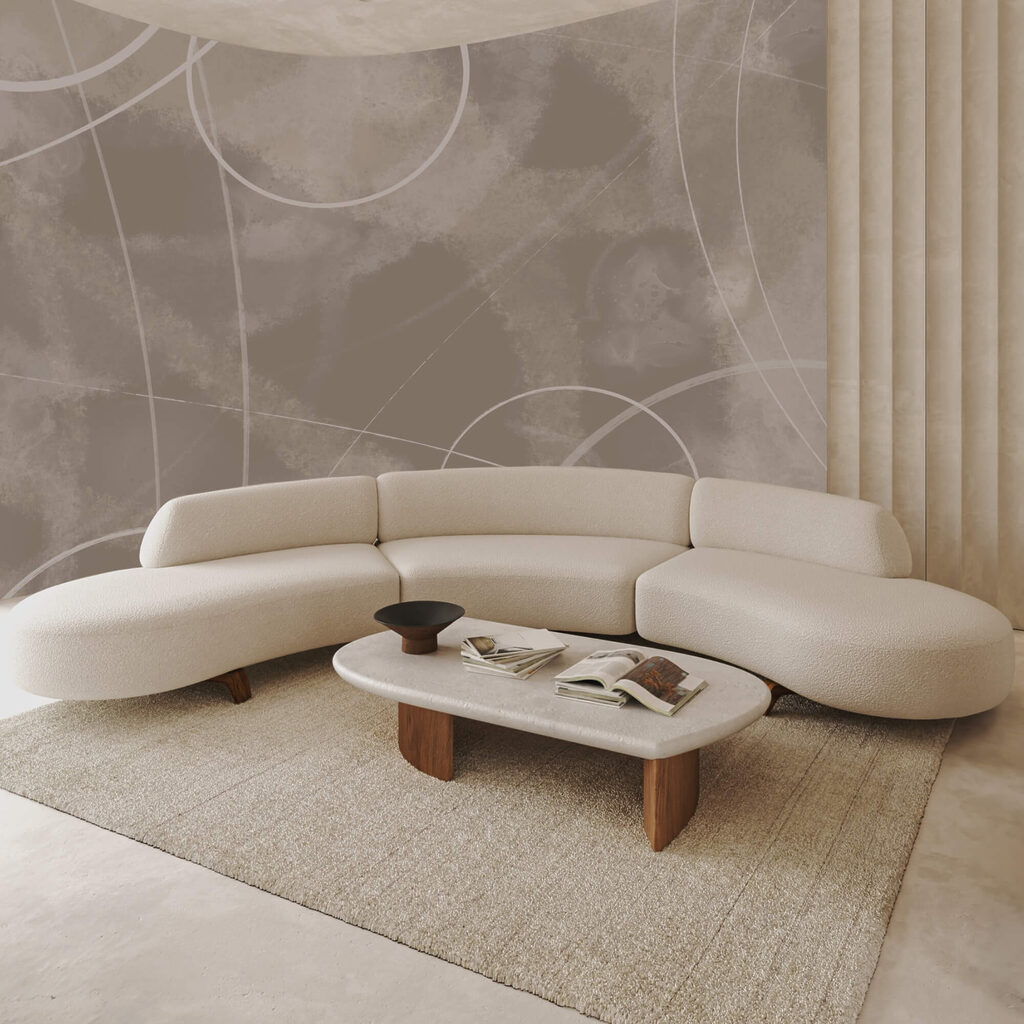 Hnědé pozadí s bílými čarami a kruhy