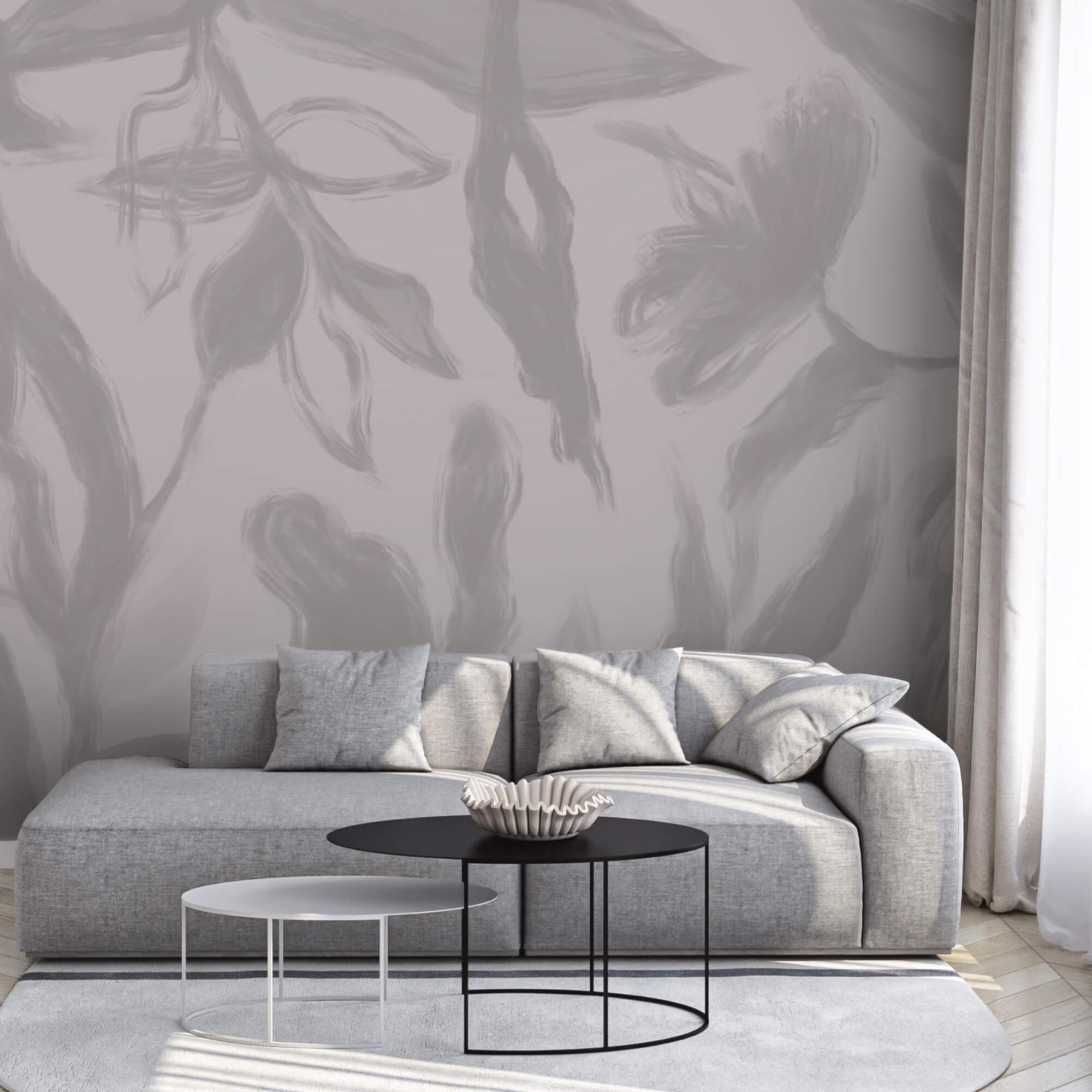 Šedé a bílé pozadí s květinami Šedé a bílé pozadí s květinami